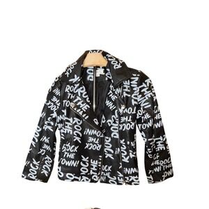 Disney Descendants Rock The Town Black Faux Leather Moto Jacket M